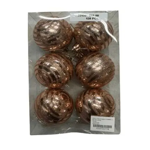 [32456] 6 PCS ROSE GOLD CHRISTMAS BALLS
