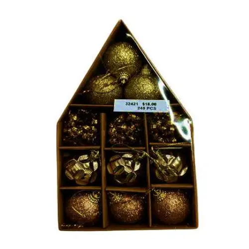 [32421] 12 PCS MIXED GOLD CHRISTMAS BALLS