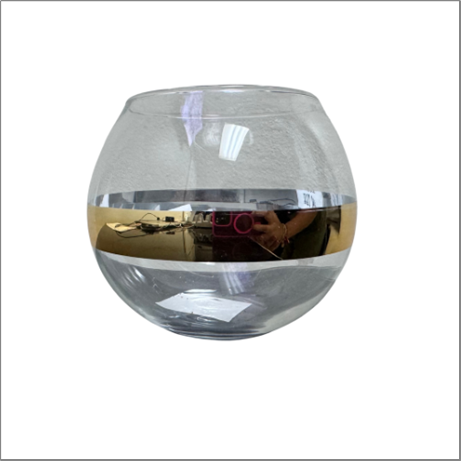 [32722] FISH BOWL VASE W GOLD RIM