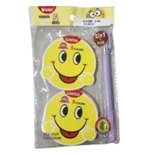 [351208] 2PC SMILEY STICKY NOTES W PEN