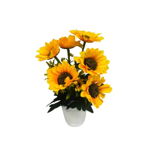 [222951] 6 HEADS ARTIFICIAL VASED  SUNFLOWERS