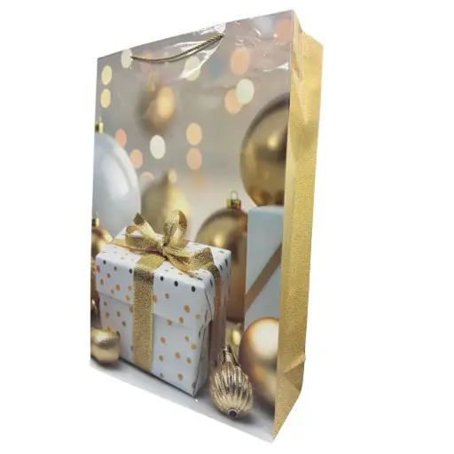 [365247] 12PCS GOLD CHRISTMAS GIFT  BAG