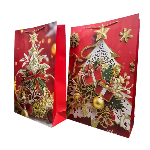 [365253] 12PCS GLITTER CHRISTMAS  GIFT BAG