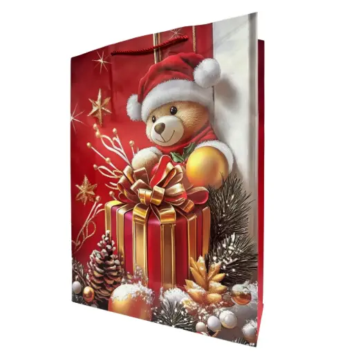 [365264] 12PCS RED TEDDY BEAR  CHRISTMAS GIFT BAG