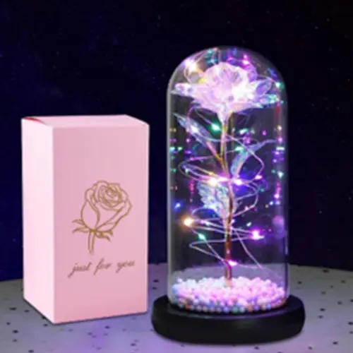 [32870] ETERNAL LIGHTING SINGLE ROSE W BUBBLE BALLS  PURPLE, BLUE, WHITE, PINK  