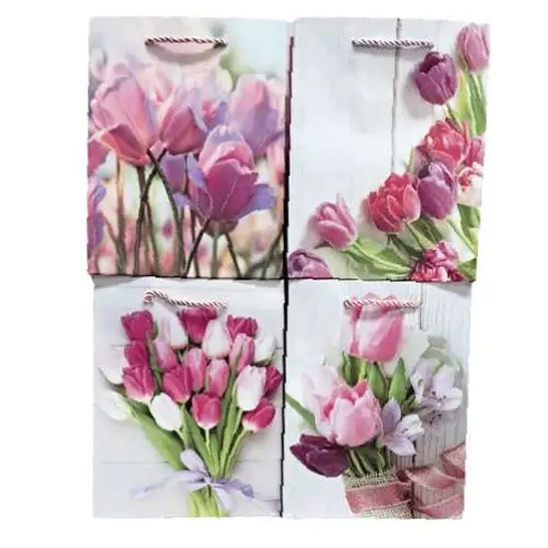 [32965] MED TULIP STYLED GIFT BAG 12PCS