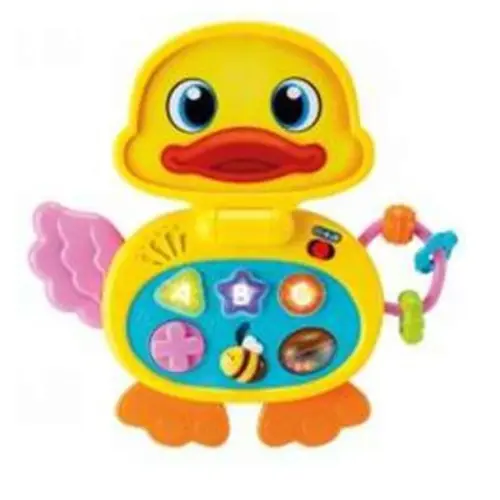 [008000-01] USY DUCKLING LAPTOP- Learning mode & music mode-Introduces ABC/ 123 & shapes-Flashing Lights, fun sounds &   cheerful melodies-CASE QUANTITY: 12 PCS  SIZE: 27.94 X27.94 CM