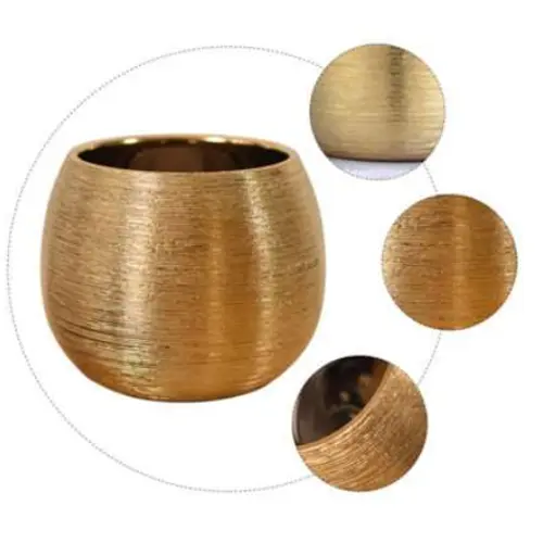 [32981] BRUSHED CERAMIC VASE GOLD, SILVER  
