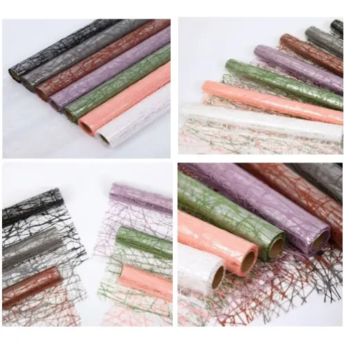 [33081] 5 YARDS MESHED BURLAP  COLORS: LILAC, ORANGE, L. PINK, H. PINK, RED, WHITE- CASE QUANTITY: 100 SIZE: 24"                  