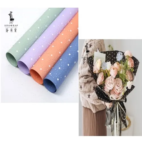 [33093] 20PCS MINI POLKA DOT FLORAL WRAPPING PAPER  COLORS: BEIGE, BLACK, BLUE, BURGUNDY, LILAC, PEACH, PINK, WHITE, YELLOW - CASE QUANTITY: 100 SIZE: 22*22"  