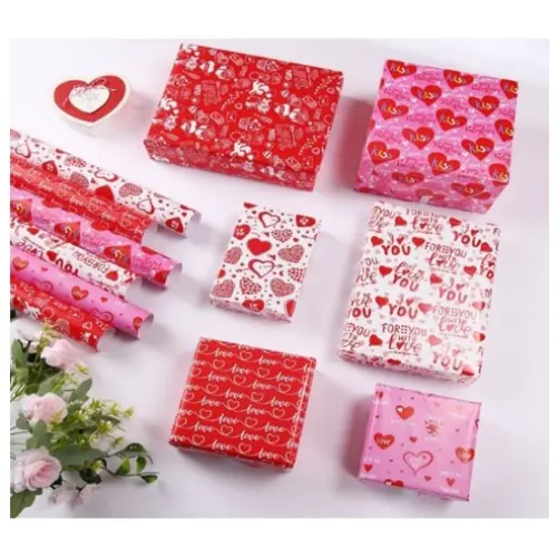 [33097] 100PCS LOVE THEMED GIFT PAPER  COLORS: PINK, RED, WHITE- CASE QUANTITY: 1000 SIZE: 20*28"  