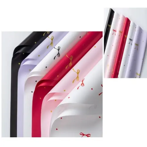 [33061] 20PCS "BOW" DESIGNED FLORAL WRAPPING PAPER  COLORS: BLACK, BLUE, LILAC, MAGENTA, PINK, RED, WHITE, YELLOW - CASE QUANTITY: 100 SIZE: 22*22"                 