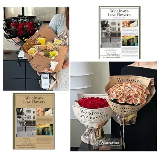 [33063] 20PCS NEWSPAPER STYLED FLORAL WRAPPING PAPER COLORS: CREAM, WHITE - CASE QUANTITY: 100 SIZE: 22*22"                   