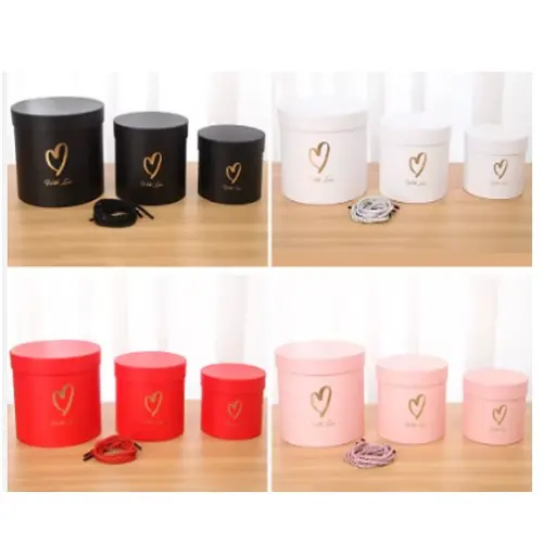 [33178] 3PCS "WITH LOVE" GIFT  BOXES  COLORS: BLACK, PINK, RED, WHITE   CASE QUANTITY: 36 SIZE: S - 5*5"           M - 6*6" L - 7*7"