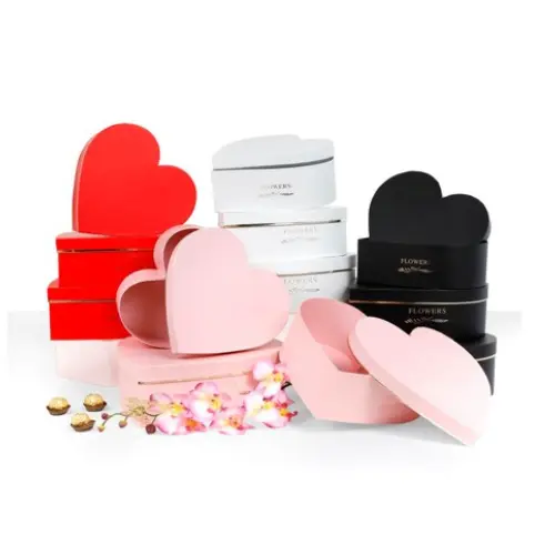 [33180] 3PCS HEART SHAPED MARBLE  GIFT BOXES  COLORS: BLACK, PINK, WHITE   CASE QUANTITY: 30 SIZE: S - 8*7*4"             M - 9*8*5" L - 11*9*13" 