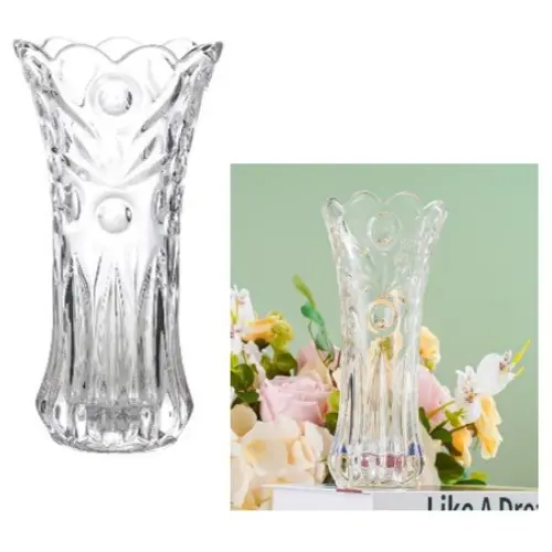 [33113] EDGED DOT CRYSTAL VASE -CASE QUANTITY: 15 SIZE: 9*5" 