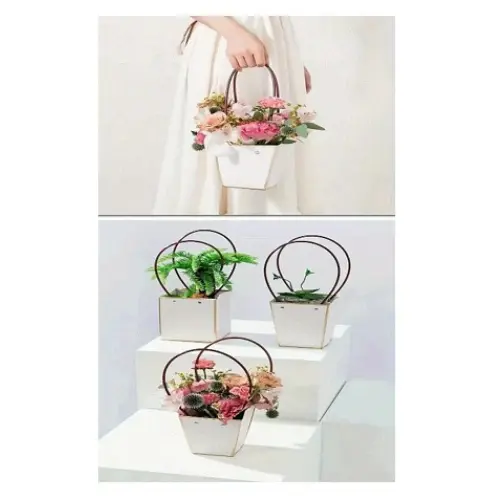 [32770] 10 PCS GOLD EDGED FLORAL HAND BAG COLORS: L. PINK- CASE QUANTITY: 300 SIZE: 9*4*5" 