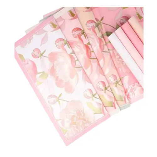 [33231] 20PCS FLOWER PATTERNED  FLORAL WRAPPING PAPER  COLORS: PEACH, PINKS        