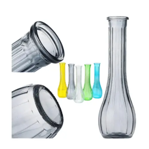 [32739] 9" TALL COLORED VASE-COLORS: BLUE, CLEAR, GRAY GREEN, YELLOW