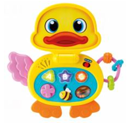 [8000-34] USY DUCKLING LAPTOP- Learning mode & music mode-Introduces ABC/ 123 & shapes-Flashing Lights, fun sounds &   cheerful melodies-CASE QUANTITY: 12 PCS  SIZE: 27.94 X27.94 CM